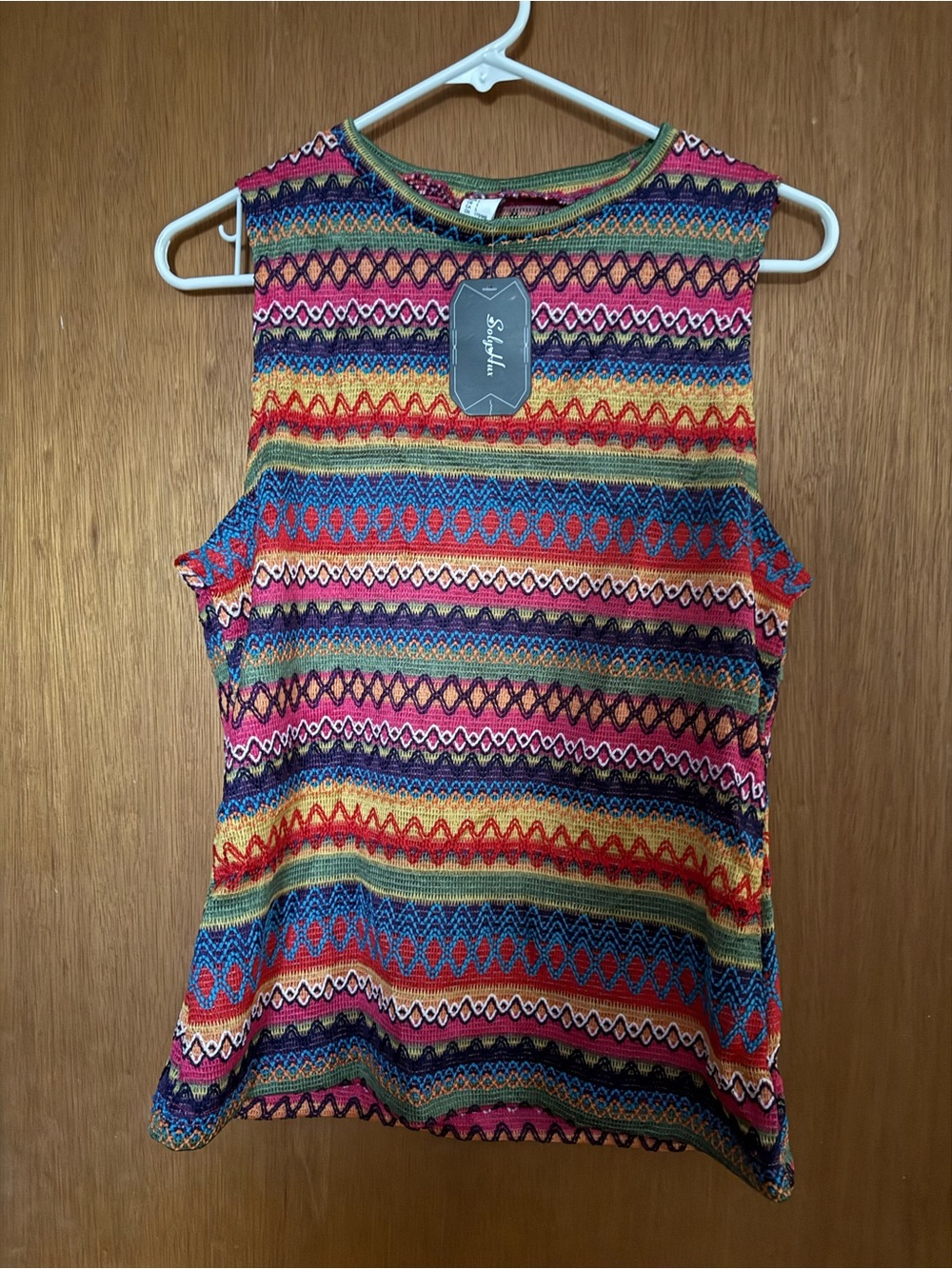 Stylish Multi-Color Patterned Sleeveless Top